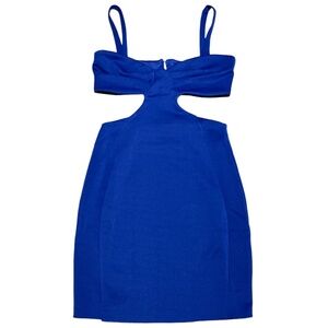 New ASOS Design Cut Out Waist Thin Strap Bodycon Mini Dress Blue Size 4